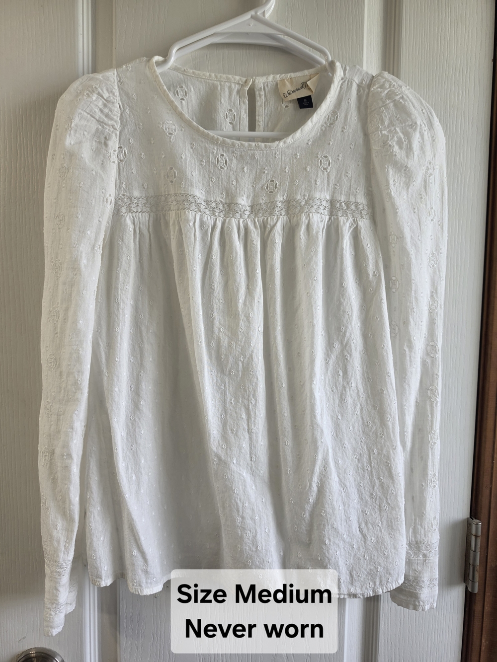 Madewell White Embroidered Eyelet Peasant Blouse